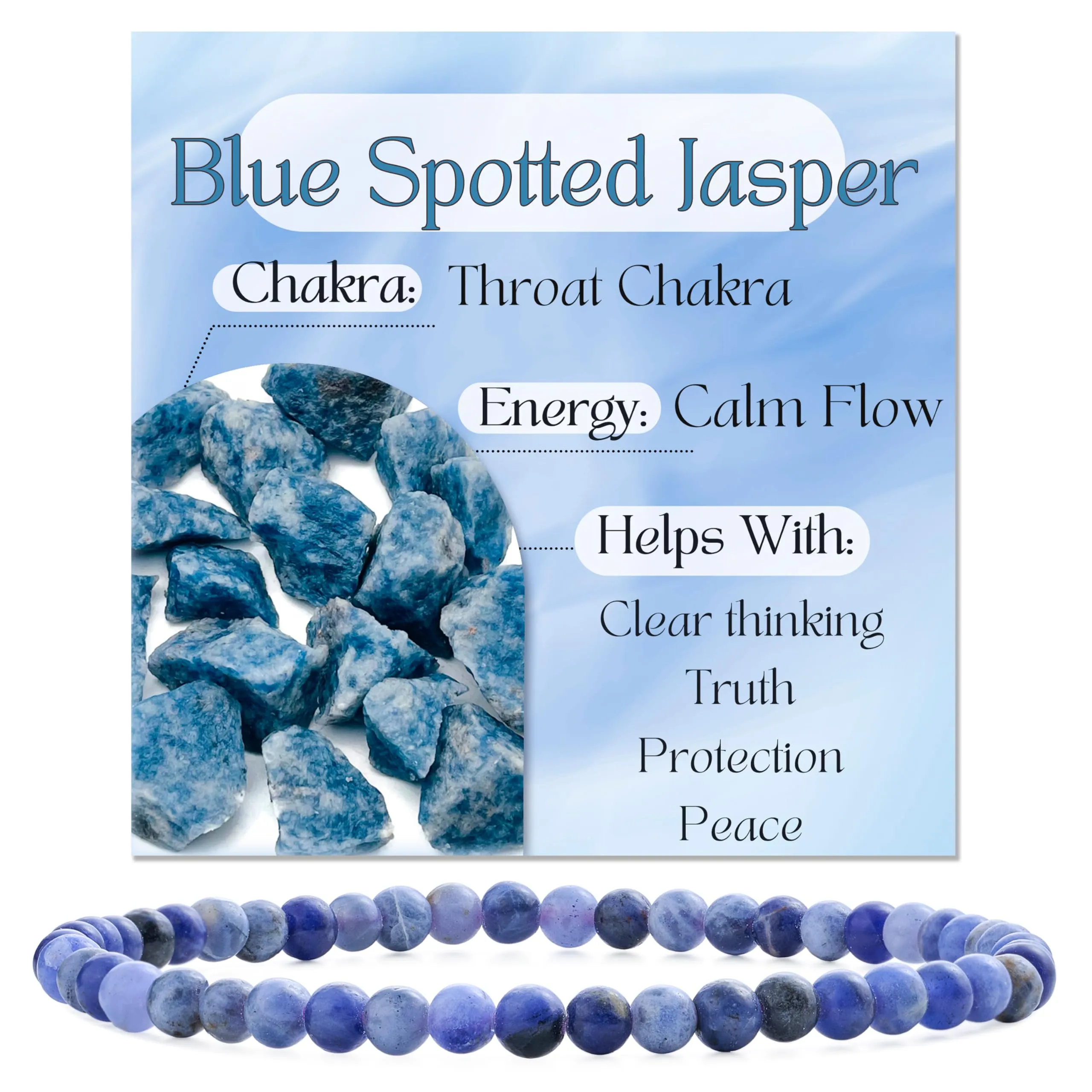 Bivei Bracciale Donna Pietre Naturali da 4 mm, Jaspe Tacheté Blu - immagine 1