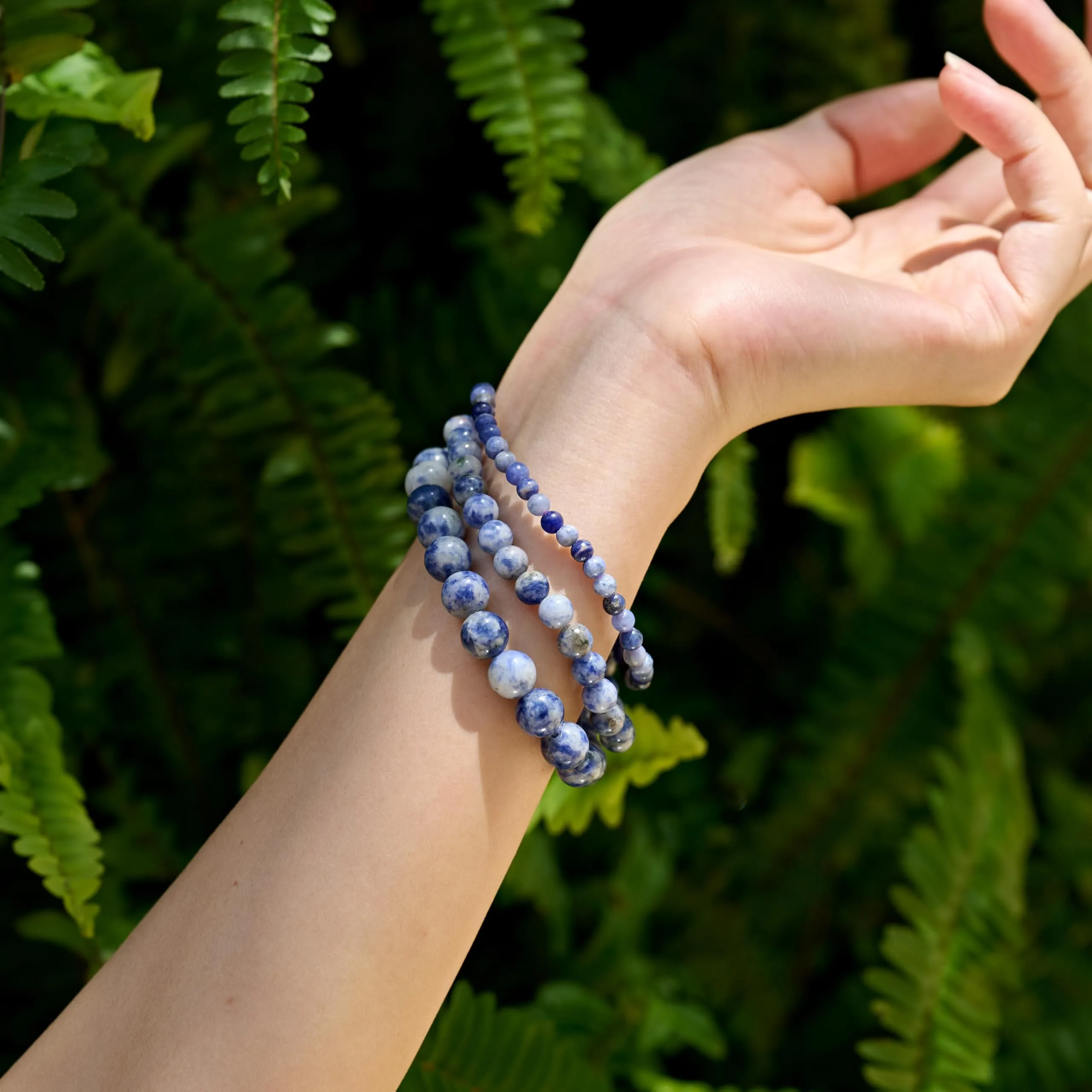 Bivei Bracciale Donna Pietre Naturali da 4 mm, Jaspe Tacheté Blu - immagine 2