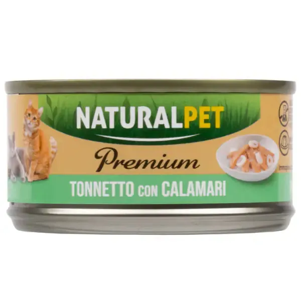 NaturalPet Premium Cat Adult umido in gelatina 70 gr Tonnetto con calamari - confezione da 6 pezzi - immagine 1