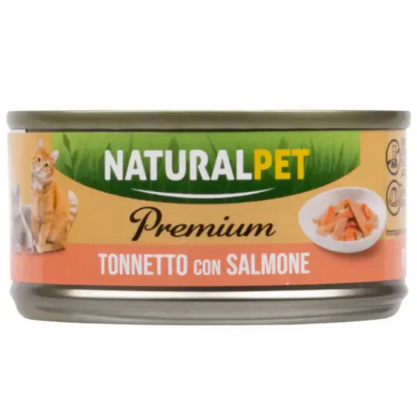 NaturalPet Premium Cat Adult umido in gelatina 70 gr Tonnetto con salmone - confezione da 6 pezzi - immagine 1