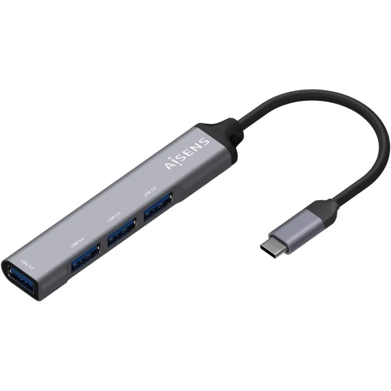 Adattatore hub USB 3.1 tipo C Aisens a 4x USB 3.0 grigio - immagine 1