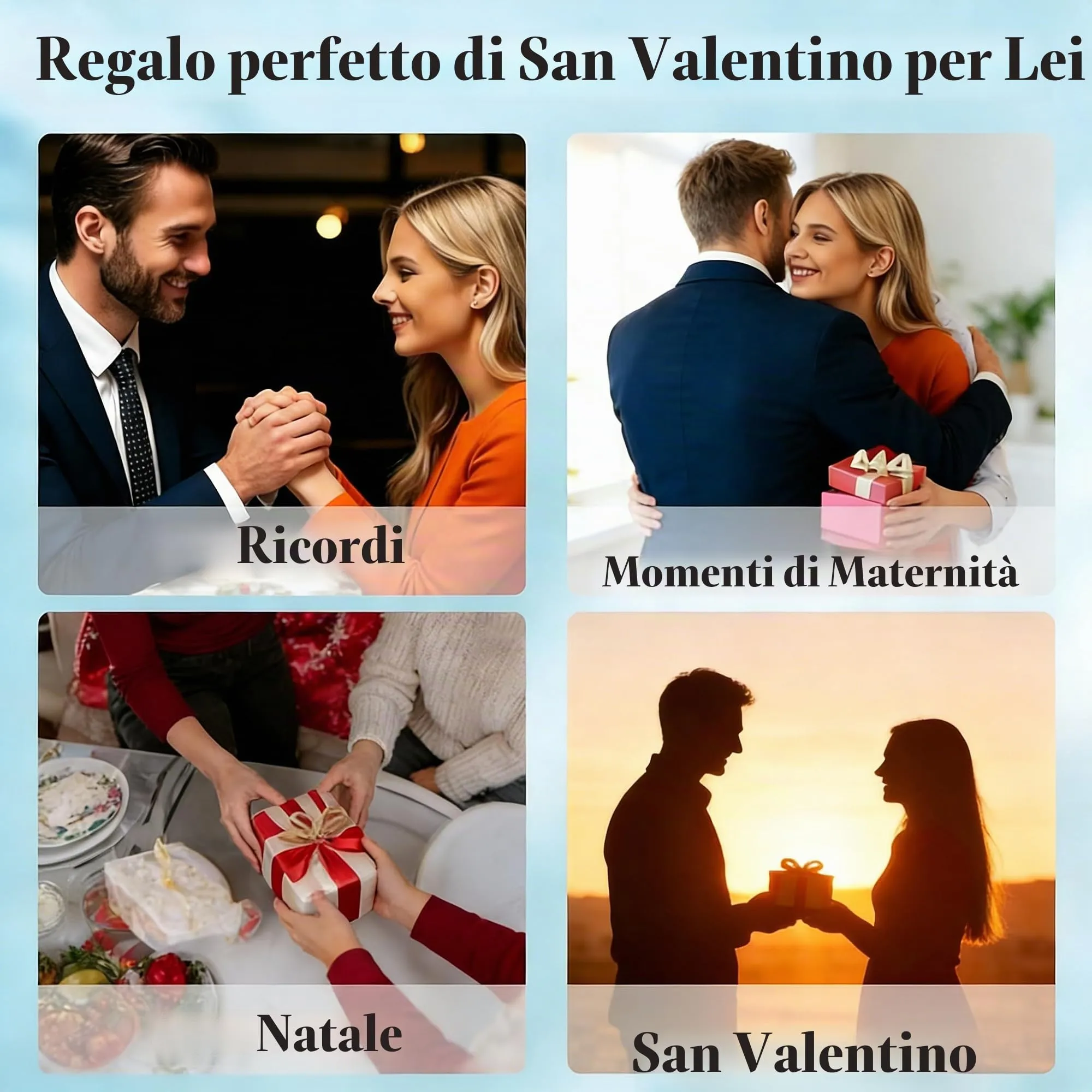 Tusuzik Bracciale Donna Argento 925 Cuore Doppia Catena Regolabile Blu - immagine 7