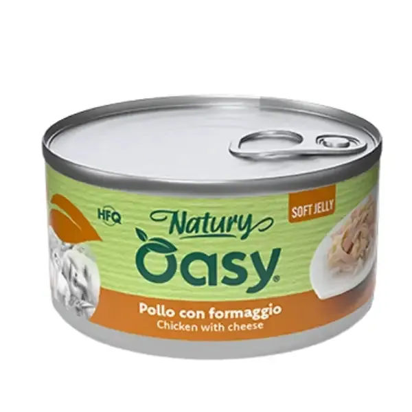 Oasy Natury Cat Adult Soft Jelly 85 gr Pollo con formaggio - confezione da 24 pezzi - Cibo umido per gatti - immagine 1