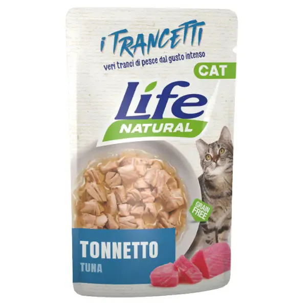 Life Cat Natural Trancetti Bustine Grain Free 55 gr Tonnetto - confezione da 30 pezzi - Cibo umido per gatti - immagine 1