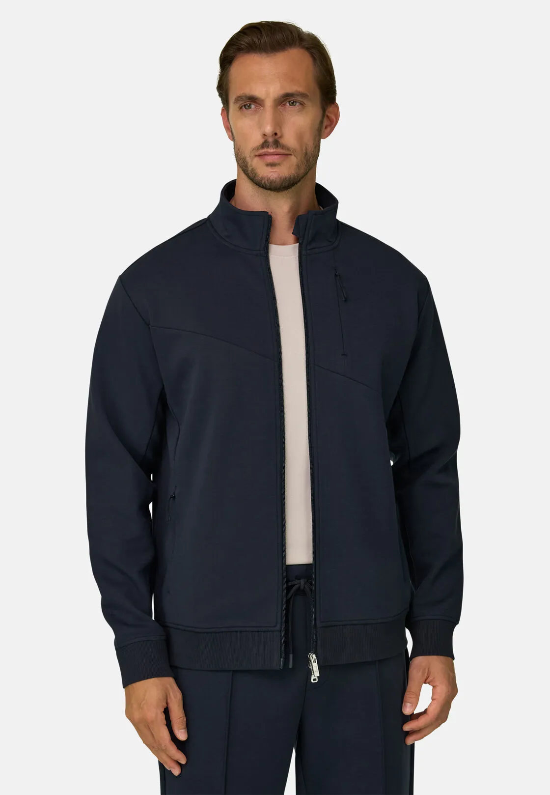 Boggi, Felpa Con Collo A Lupetto In Scuba, Uomo, Navy, Taglia: S - immagine 1