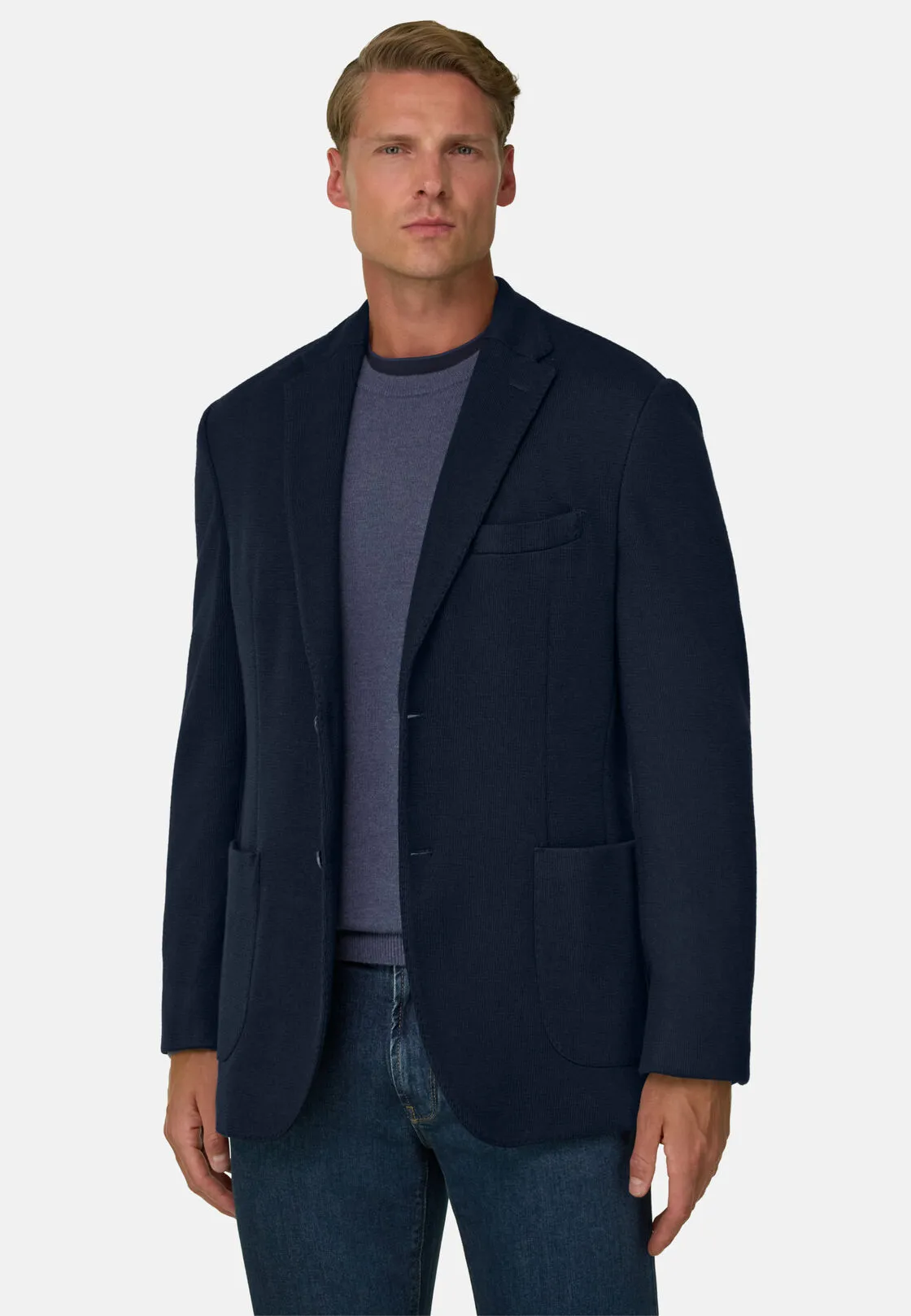 Boggi, Giacca Micro Fantasia Misto Lana, Uomo, Navy, Taglia: 46 - immagine 1
