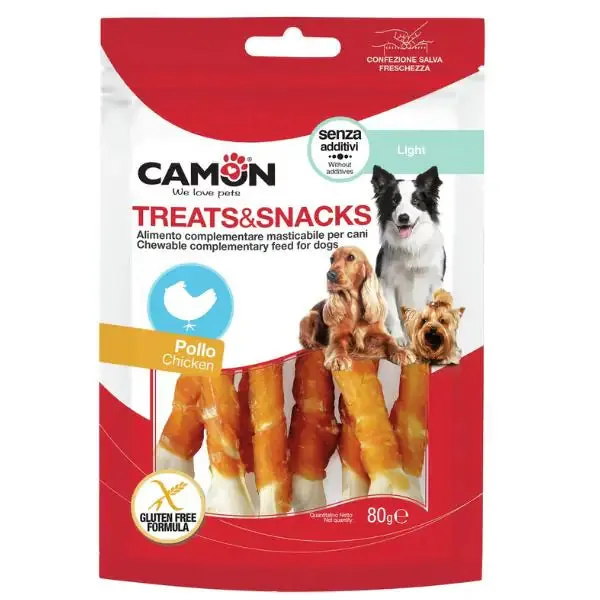 Camon Treats e Snacks per cani Ossicini arrotolati con pollo - 80 gr - immagine 1