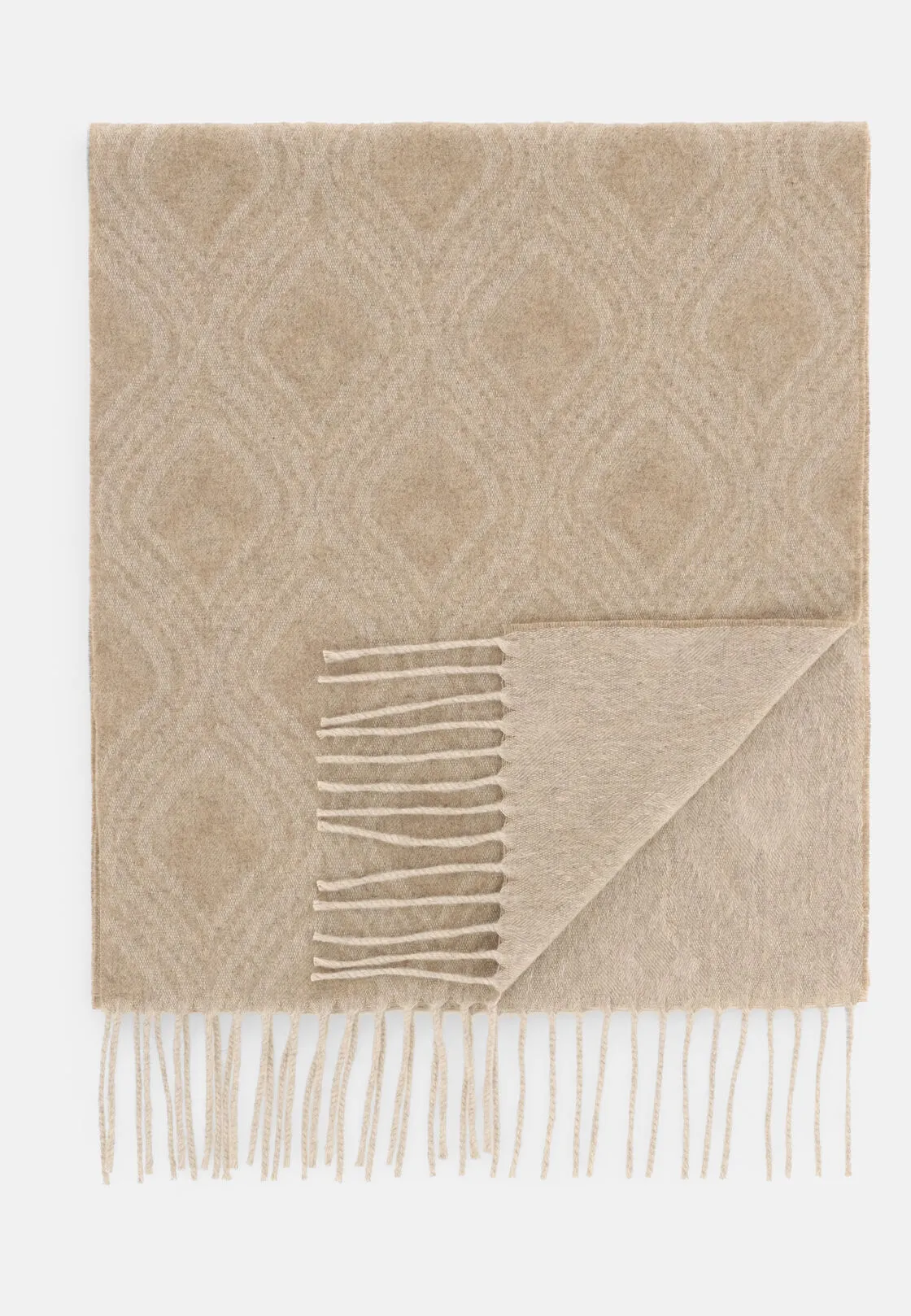Boggi, Sciarpa Con Motivo Geometrico In Misto Cashmere, Uomo, Sabbia - immagine 1