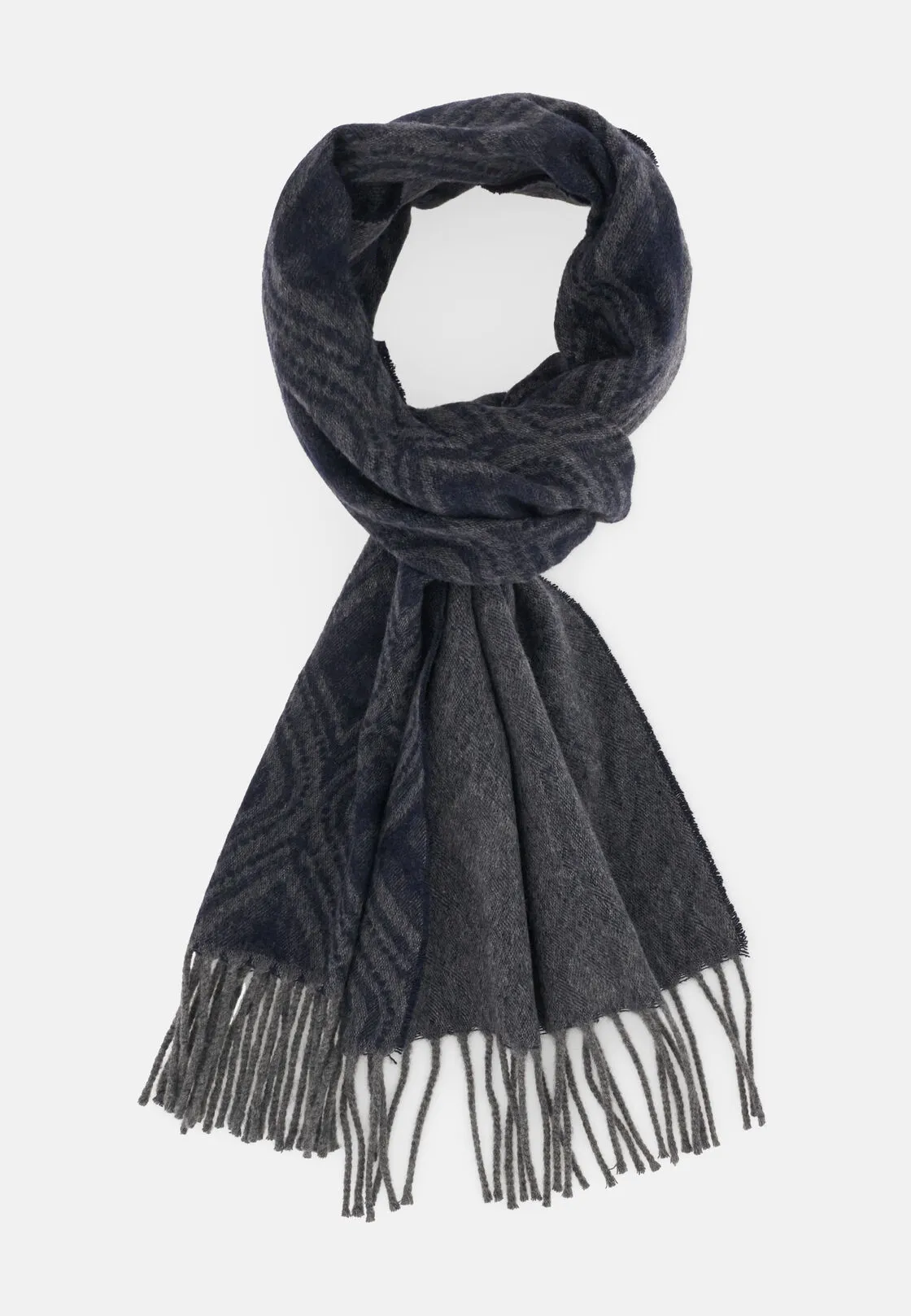 Boggi, Sciarpa Con Motivo Geometrico In Misto Cashmere, Uomo, Grigio - immagine 2