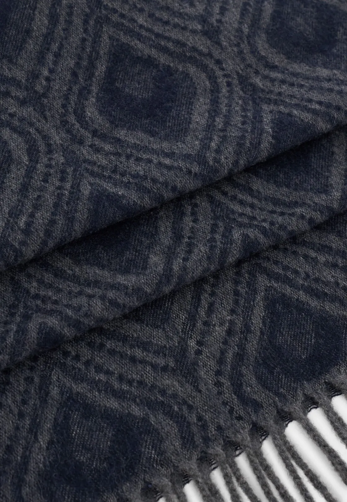 Boggi, Sciarpa Con Motivo Geometrico In Misto Cashmere, Uomo, Grigio - immagine 3