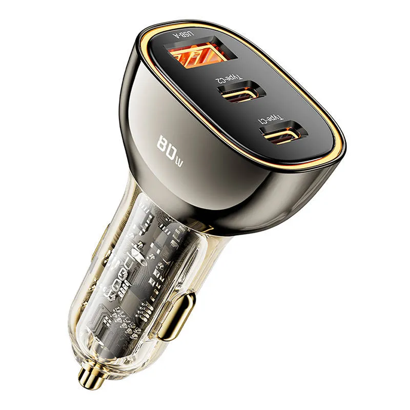 Caricabatterie Auto Toocki 2C+A, 80W, 3A, 1 x USB-A - 2 x USB-C, Nero TCC2C 1A-XF01 - immagine 1