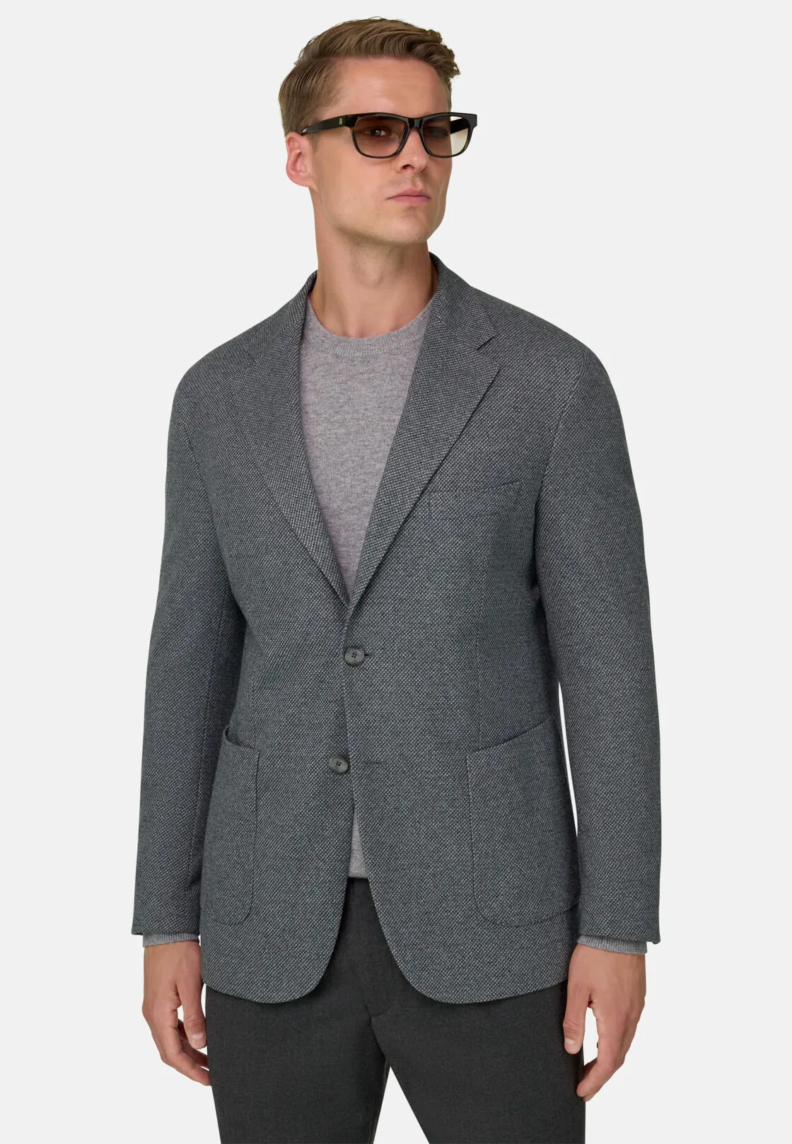 Boggi, Giacca Micro Fantasia Misto Cotone, Uomo, Grigio, Taglia: 44 - immagine 1