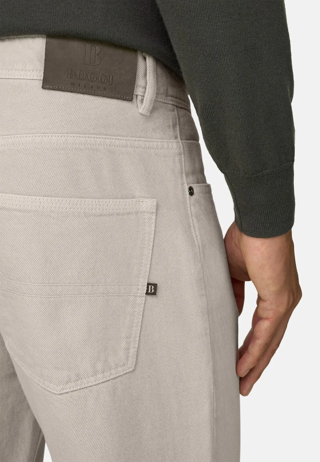 Boggi, Jeans In Denim Elasticizzato, Uomo, Sabbia, Taglia: 32 - immagine 3