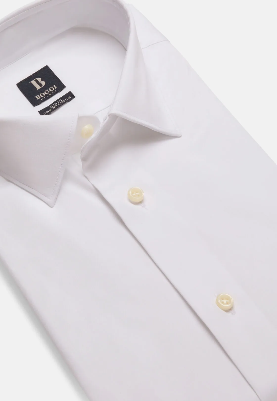Boggi, Camicia Bianca In Cotone Elasticizzato Slim Fit, Uomo, Bianco, Taglia: 38 - immagine 5