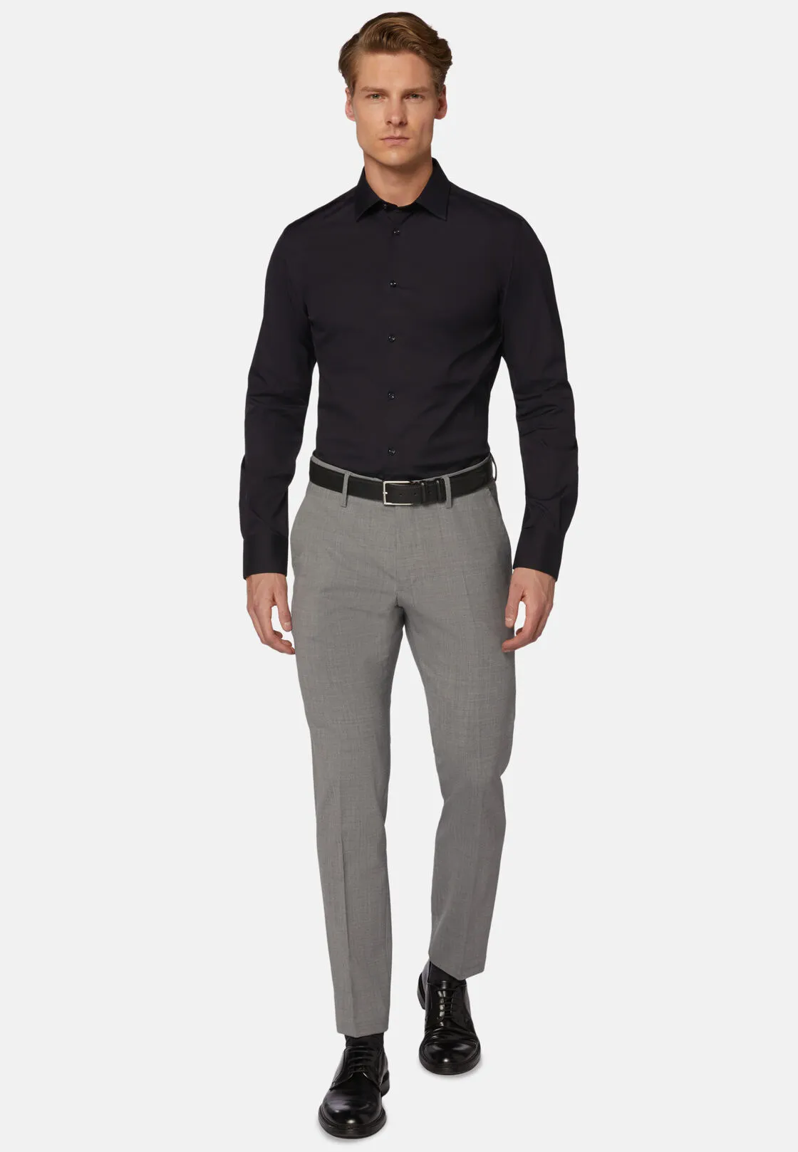 Boggi, Camicia Navy In Cotone Elasticizzato Slim Fit, Uomo, Navy, Taglia: 37 - immagine 2