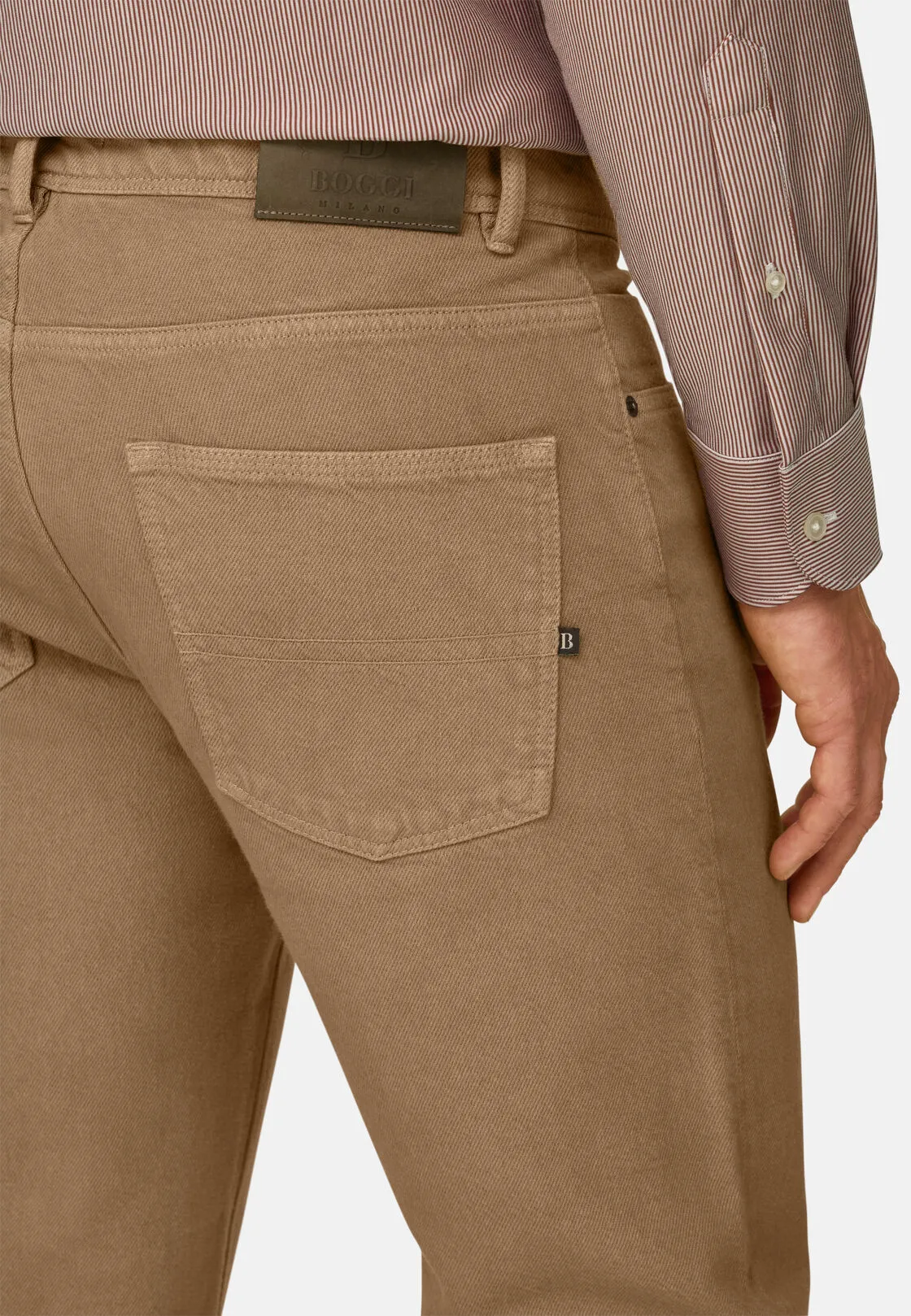 Boggi, Jeans In Denim Elasticizzato, Uomo, Taupe, Taglia: 33 - immagine 3