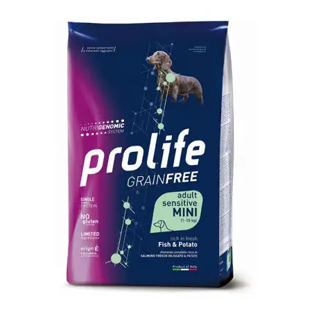 Prolife Grain Free Cane Adult Sensitive Mini Pesce e Patate 600 gr - Crocchette monoproteiche cane - immagine 1