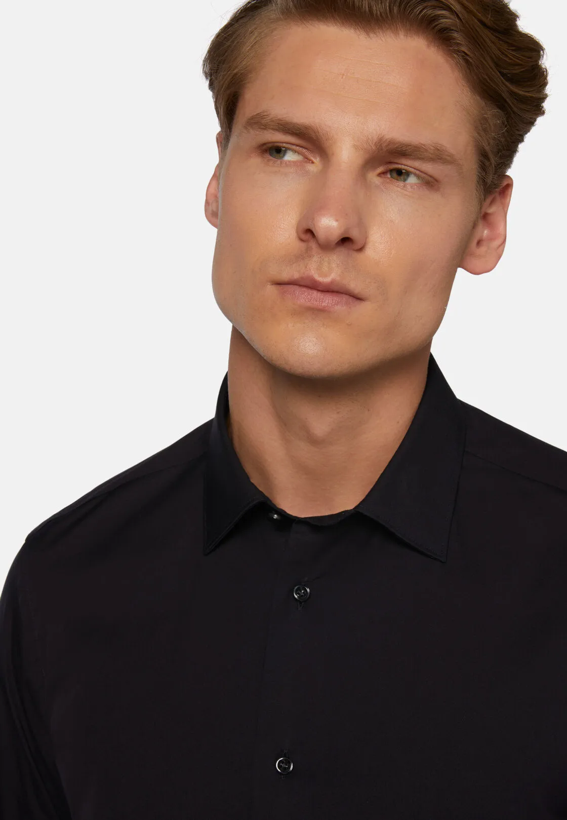Boggi, Camicia Navy In Cotone Elasticizzato Slim Fit, Uomo, Navy, Taglia: 38 - immagine 4