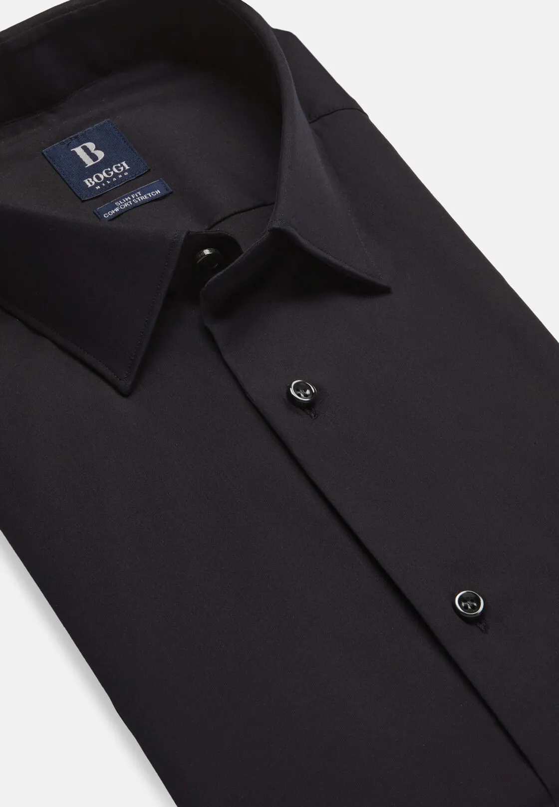 Boggi, Camicia Navy In Cotone Elasticizzato Slim Fit, Uomo, Navy, Taglia: 38 - immagine 5
