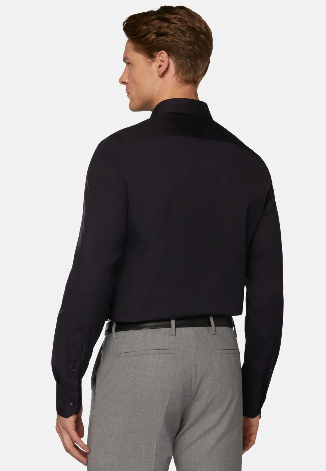 Boggi, Camicia Navy In Cotone Elasticizzato Slim Fit, Uomo, Navy, Taglia: 39 - immagine 3