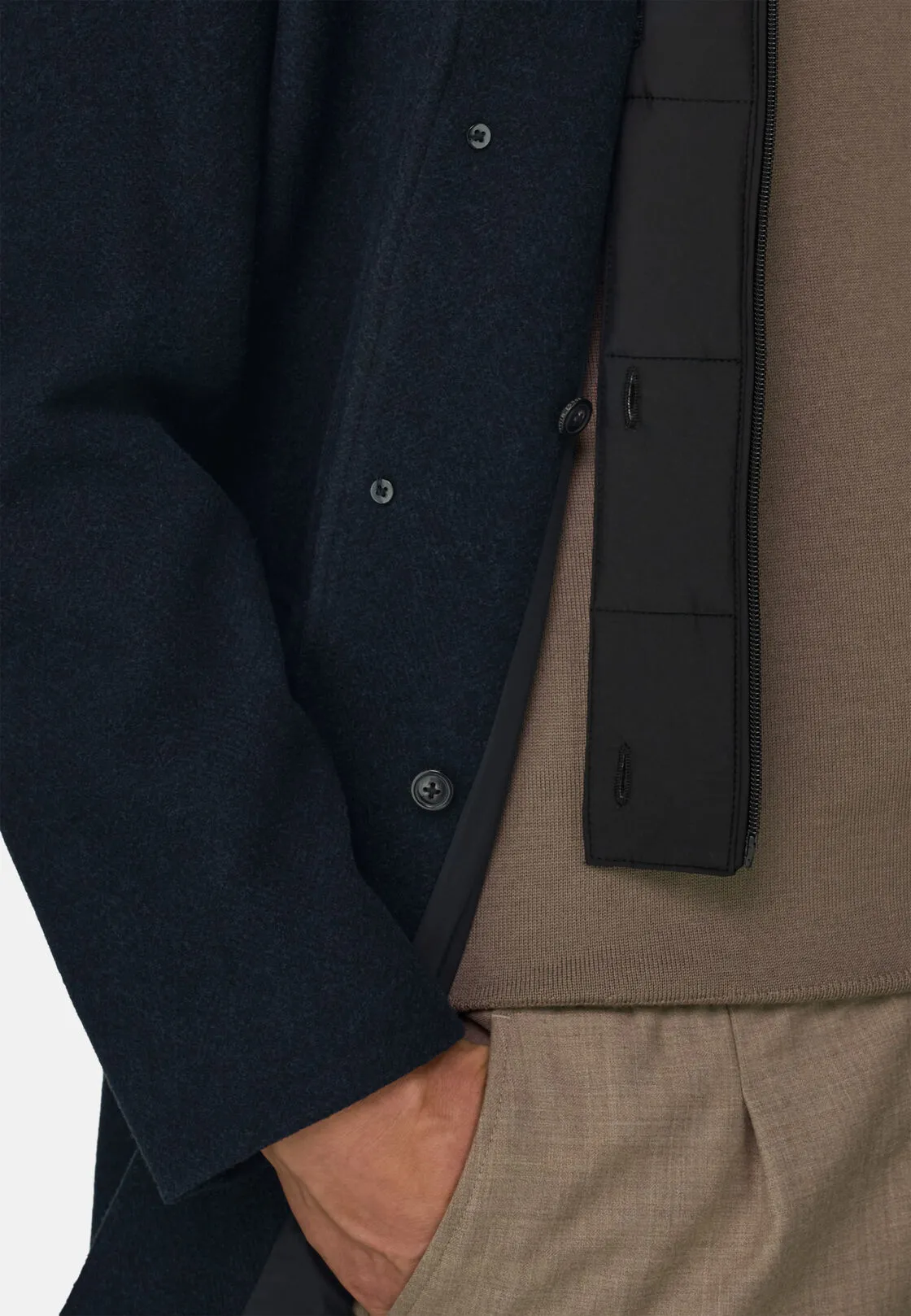 Boggi, Cappotto Mono Petto In Misto Lana, Uomo, Navy, Taglia: 50 - immagine 5