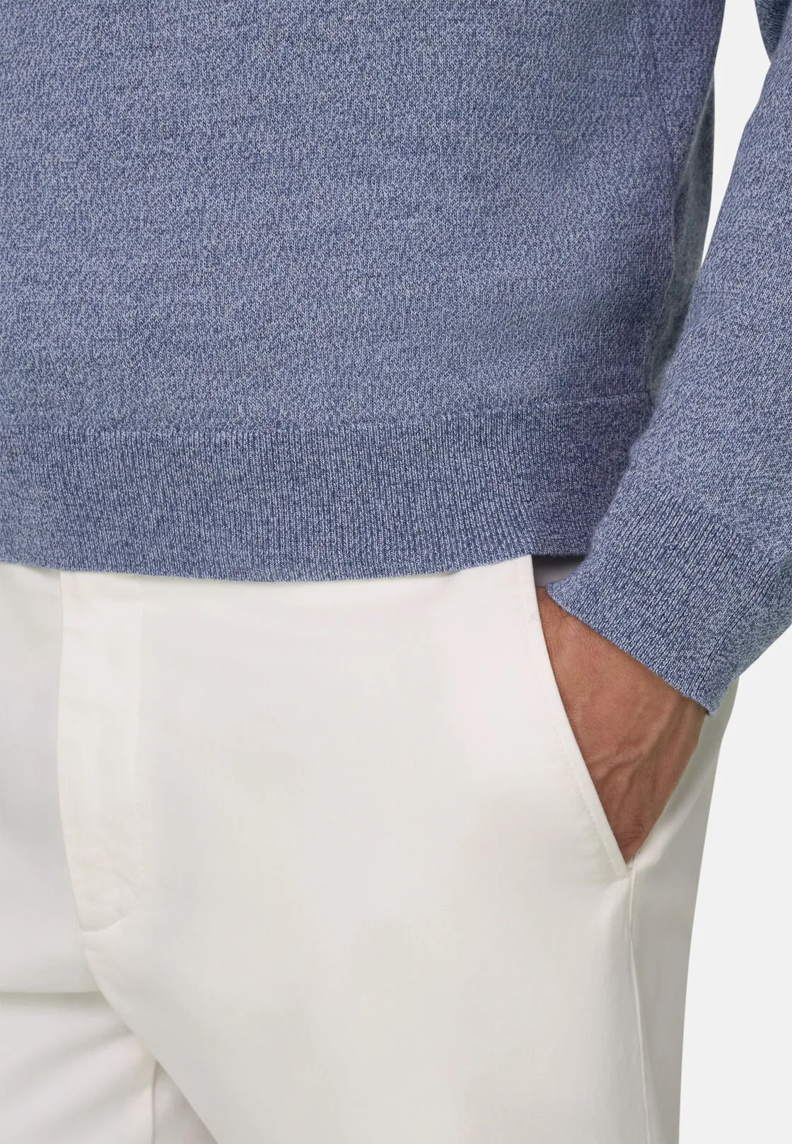 Boggi, Polo Di Maglia In Lana Merino Cashwool® Mouliné, Uomo, Azzurro, Taglia: S - immagine 3