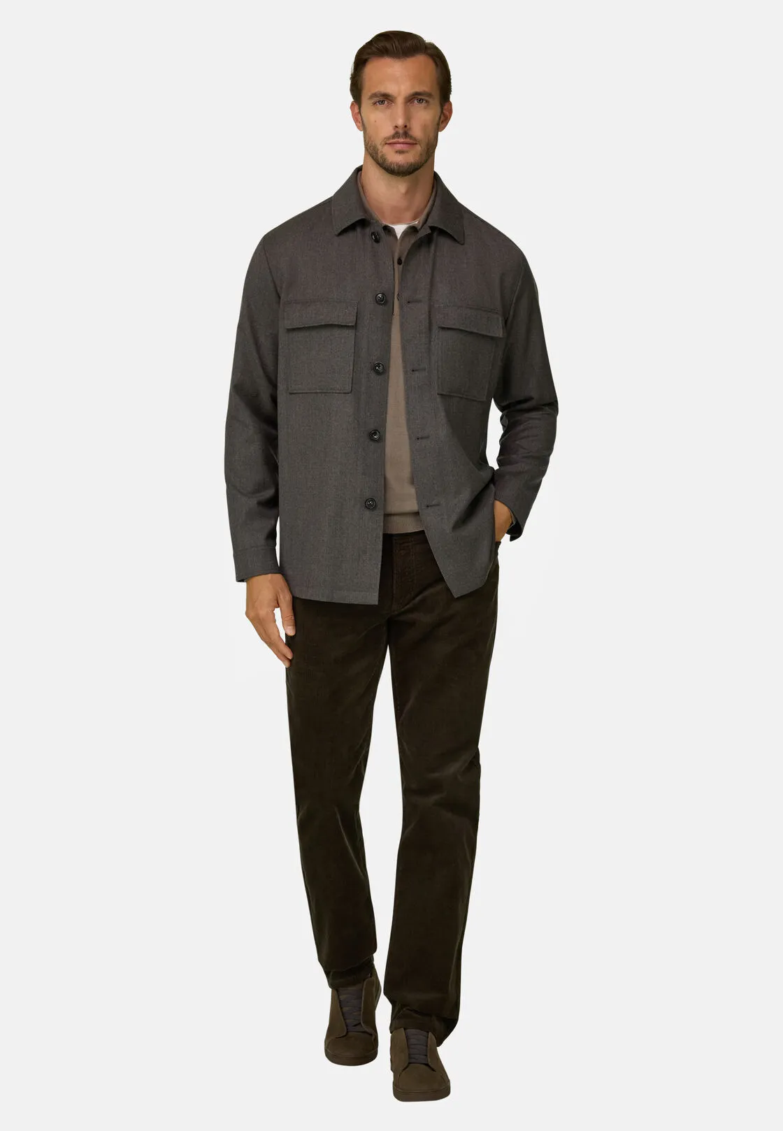 Boggi, Giacca Camicia In Flanella, Uomo, Taupe, Taglia: M - immagine 2