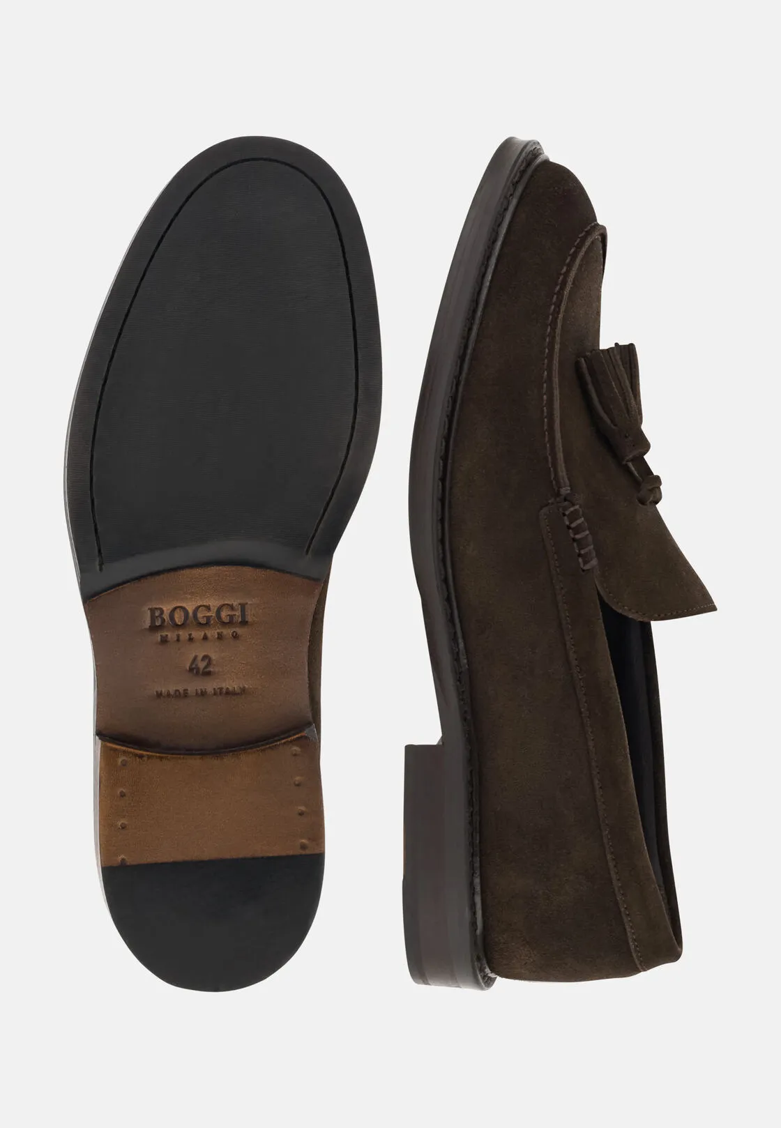 Boggi, Mocassini In Pelle Scamosciata, Uomo, Marrone scuro, Taglia: 10-44 - immagine 4