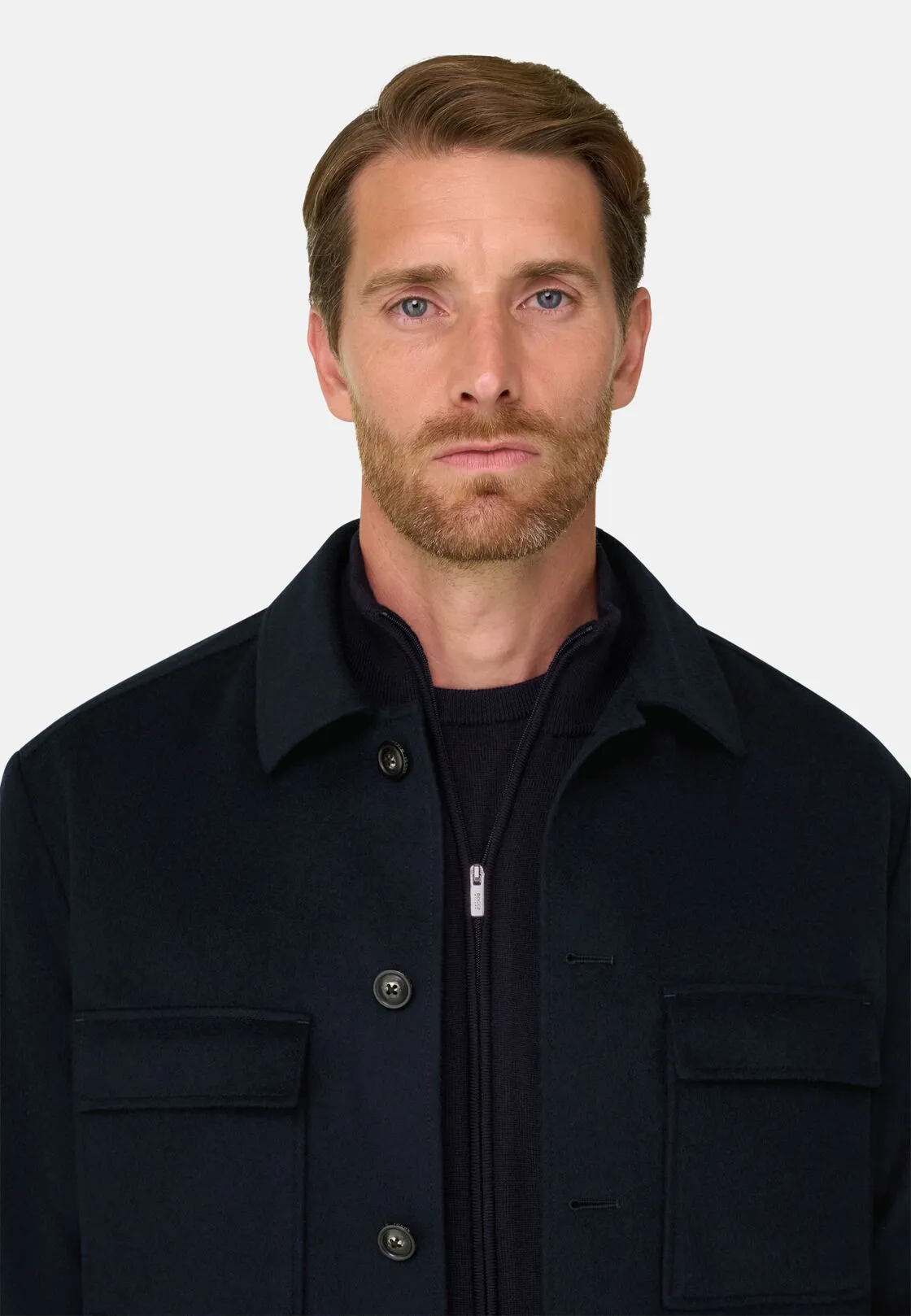 Boggi, Giacca Camicia Lana Cashmere, Uomo, Navy, Taglia: L - immagine 3
