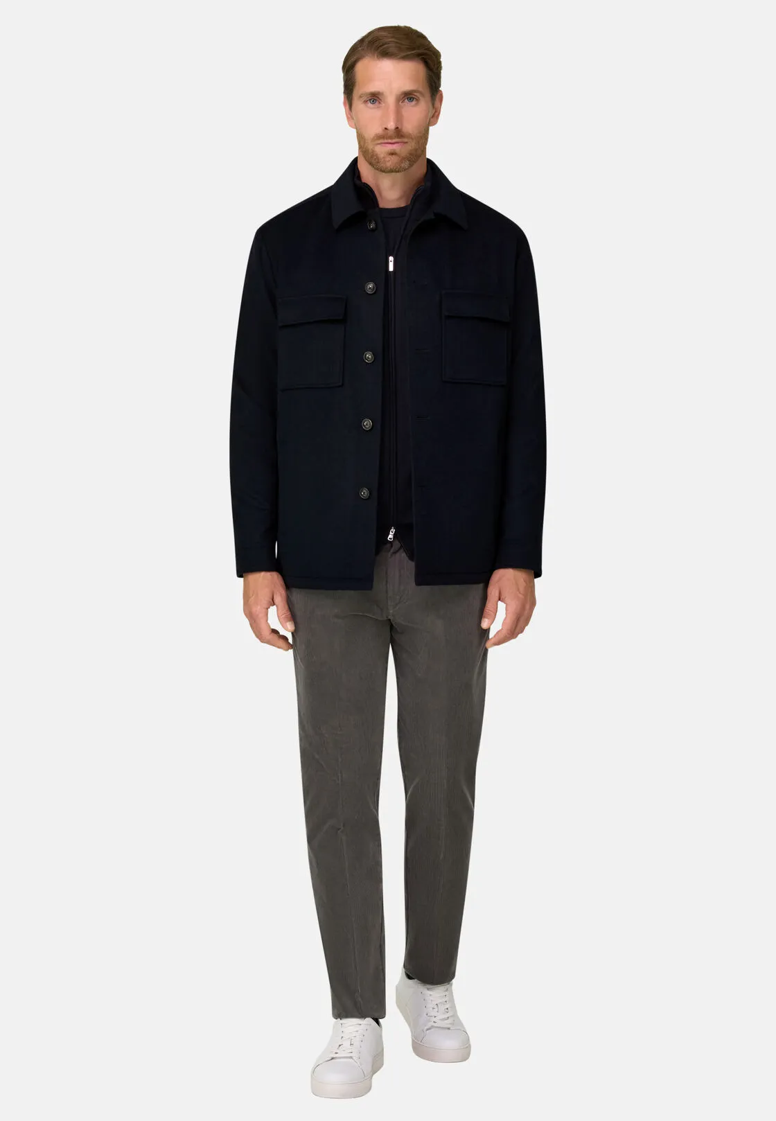 Boggi, Giacca Camicia Lana Cashmere, Uomo, Navy, Taglia: S - immagine 2