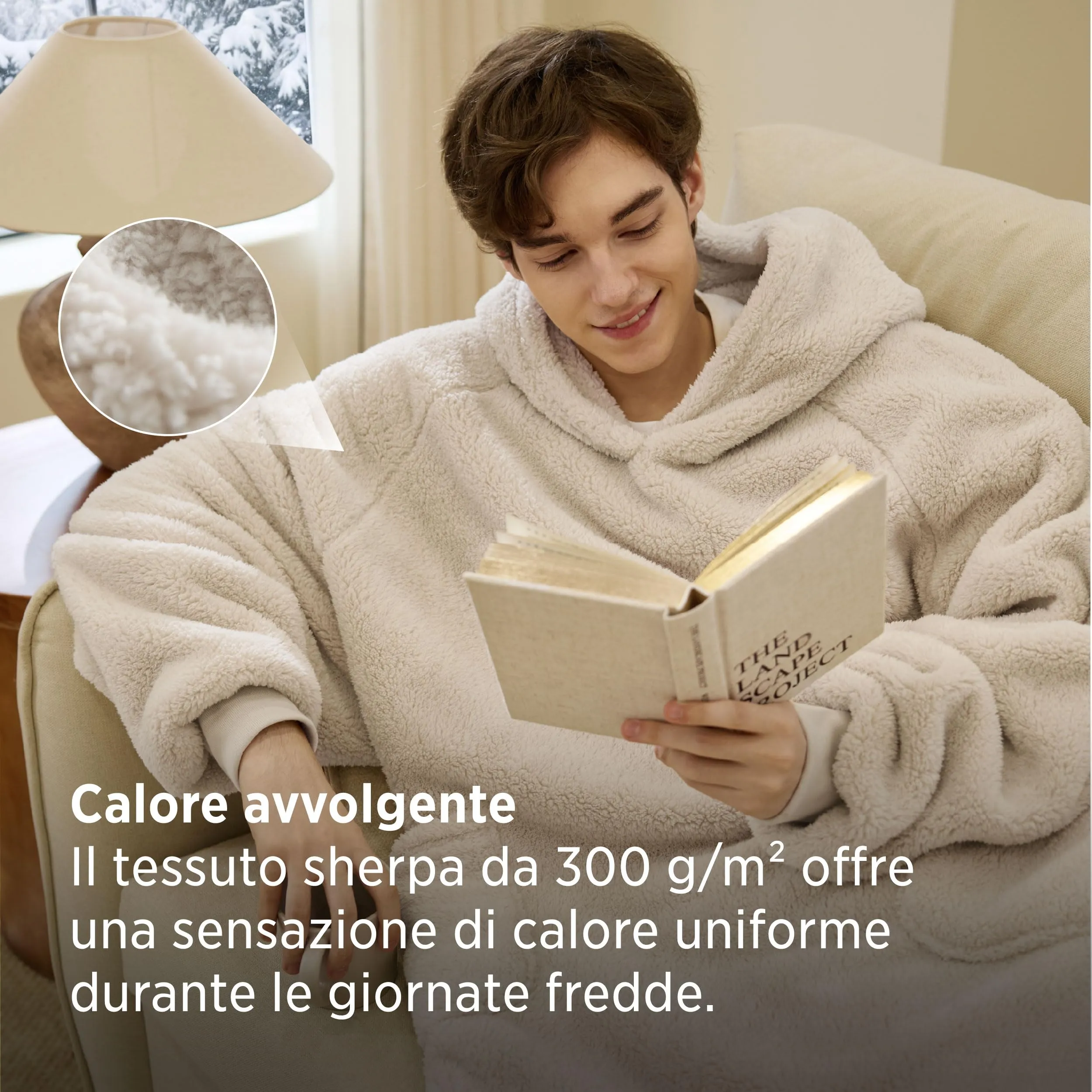 Bedsure Coperta con Cappuccio e Maniche Regalo Beige - 107x90cm - immagine 3