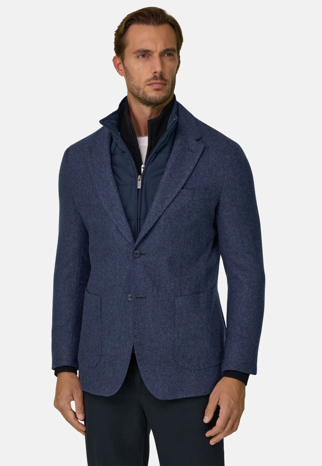 Boggi, Giacca In Misto Lana Con Pettorina Removibile, Uomo, Blu, Taglia: 50 - immagine 1