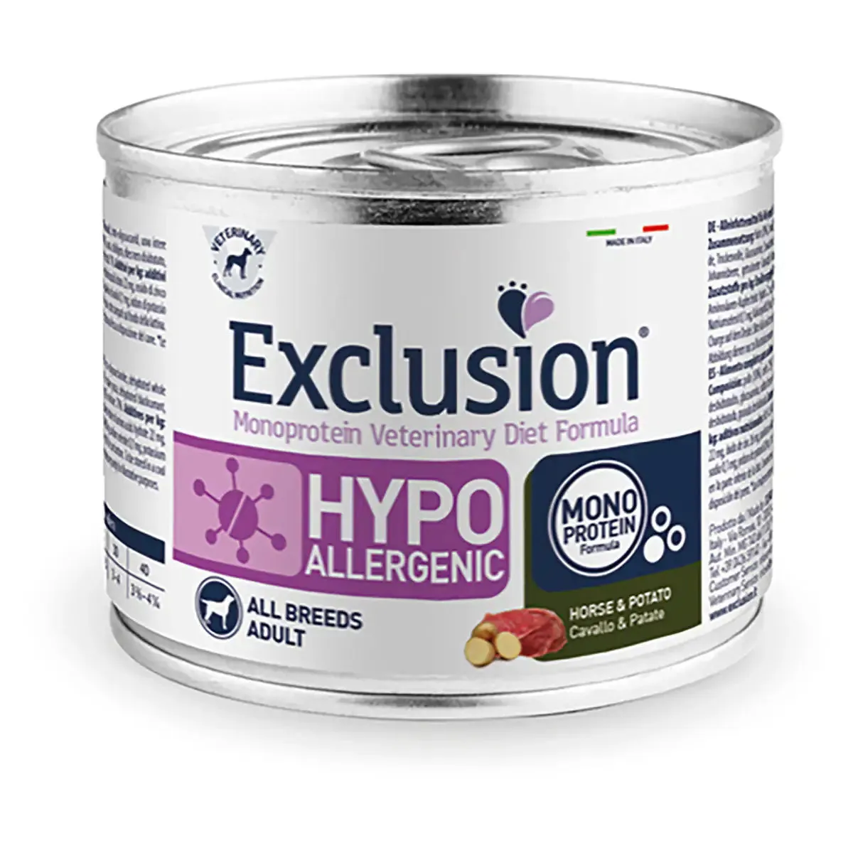 Exclusion Diet Hypoallergenic 200 gr Cavallo e Patate - confezione da 6 pezzi - Dieta veterinaria per cani - immagine 1