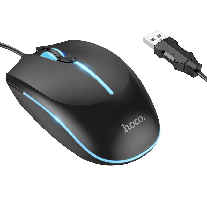 Mouse Gaming Wired USB HOCO GM37, RGB, 2400DPI, Nero - immagine 1