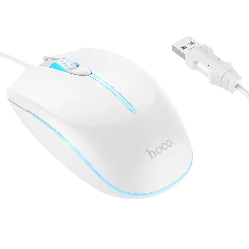 Mouse Gaming Wired USB HOCO GM37, RGB, 2400DPI, Bianco - immagine 1