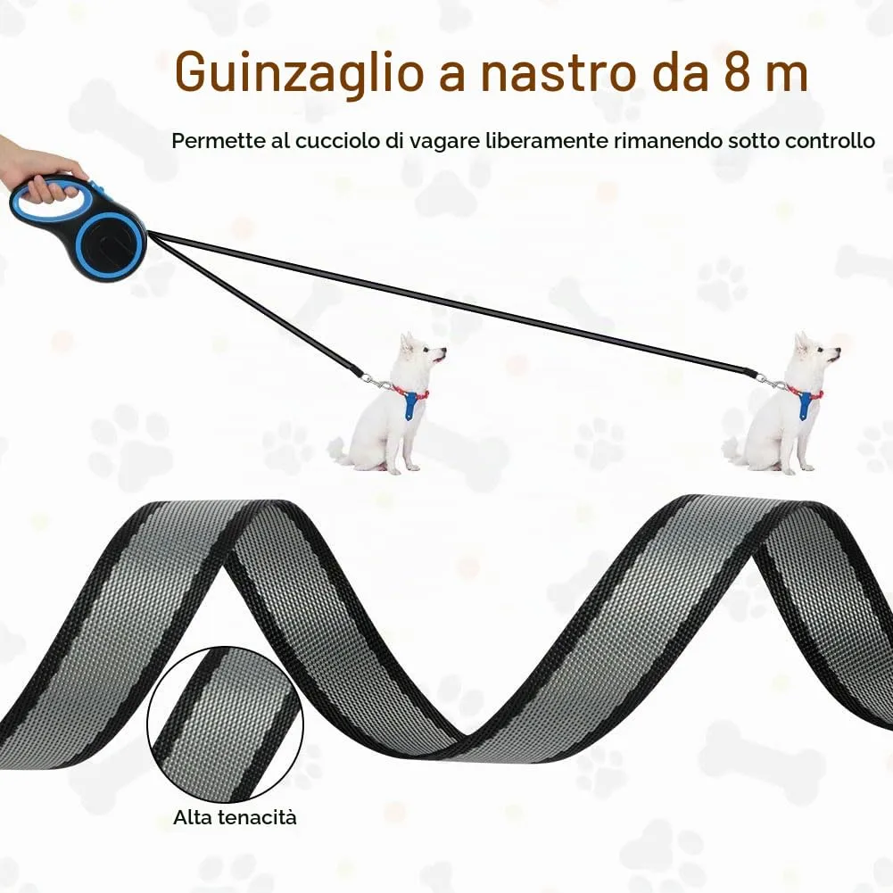 Aomig Guinzaglio per Cani Allungabile, Cani Guinzaglio con Sistema di Guida e Frenata a 360°, Lunghezza Estensibile 8 m(Fino a 50 kg), Guinzaglio Flessibile per Addestramento e Passeggiate Blu - immagine 4