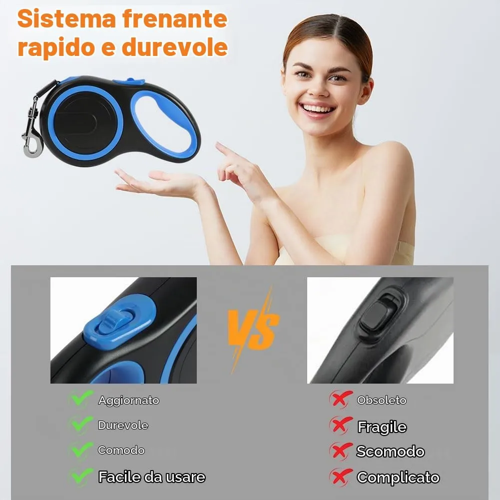 Aomig Guinzaglio per Cani Allungabile, Cani Guinzaglio con Sistema di Guida e Frenata a 360°, Lunghezza Estensibile 8 m(Fino a 50 kg), Guinzaglio Flessibile per Addestramento e Passeggiate Blu - immagine 6