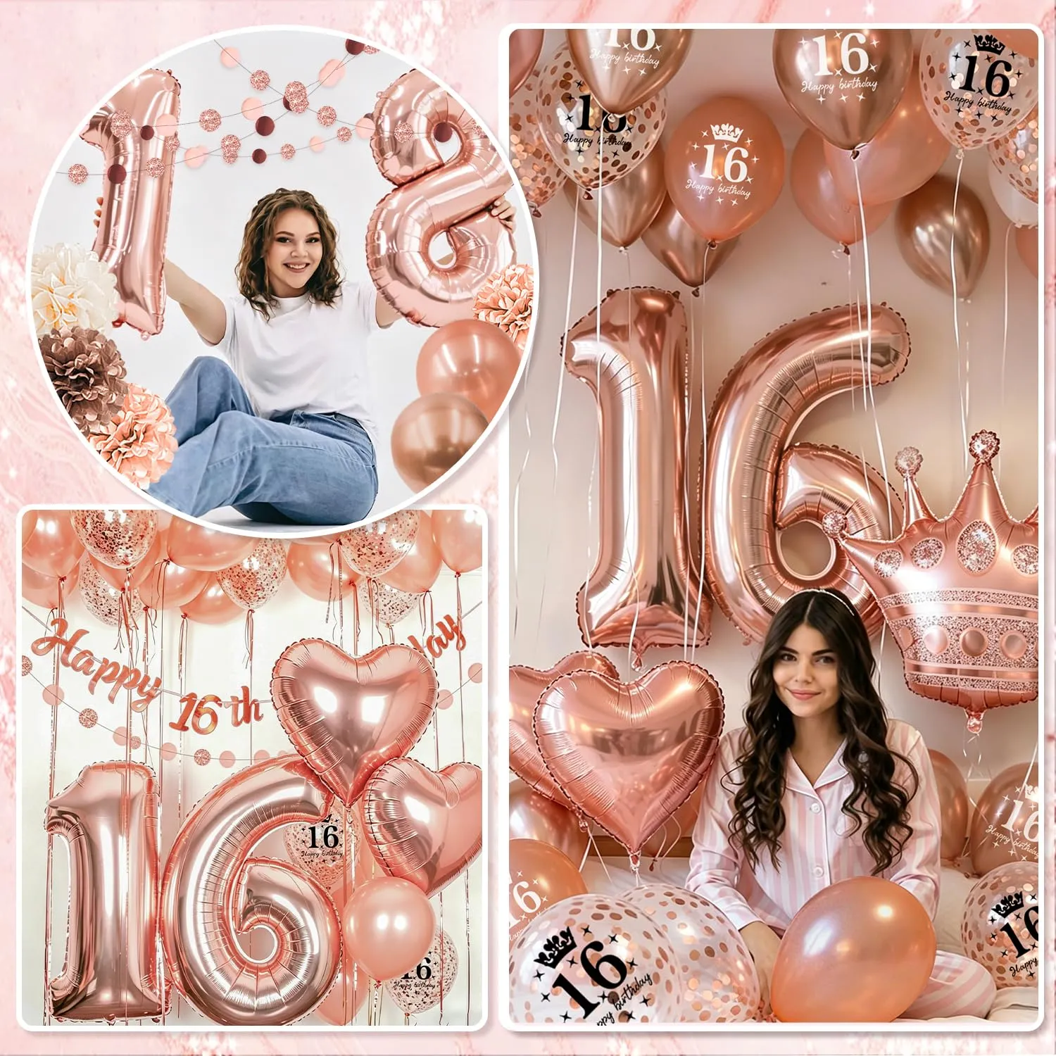 Decorazioni Compleanno 16 Anni Ragazza,Palloncini 16 Anni Compleanno - immagine 5