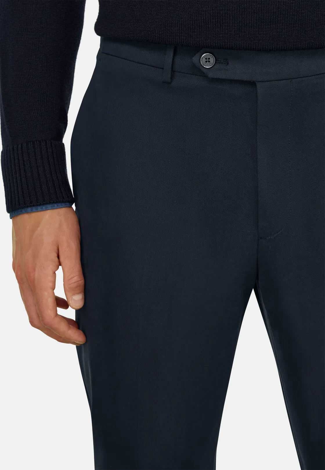 Boggi, Pantaloni In Cotone Tencel® Modal Elasticizzato, Uomo, Navy, Taglia: 33 - immagine 3