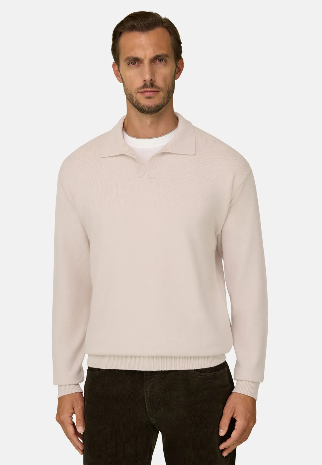 Boggi, Polo Di Maglia In Misto Cashmere, Uomo, Sabbia, Taglia: L - immagine 1