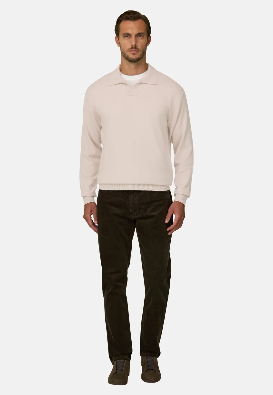 Boggi, Polo Di Maglia In Misto Cashmere, Uomo, Sabbia, Taglia: L - immagine 2