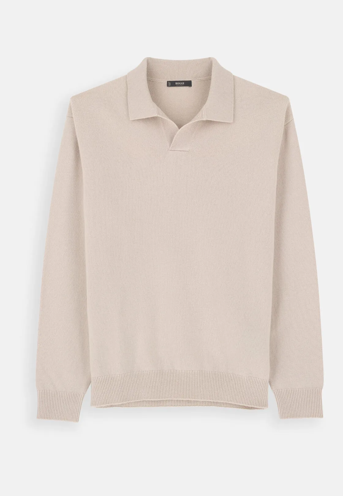 Boggi, Polo Di Maglia In Misto Cashmere, Uomo, Sabbia, Taglia: L - immagine 5