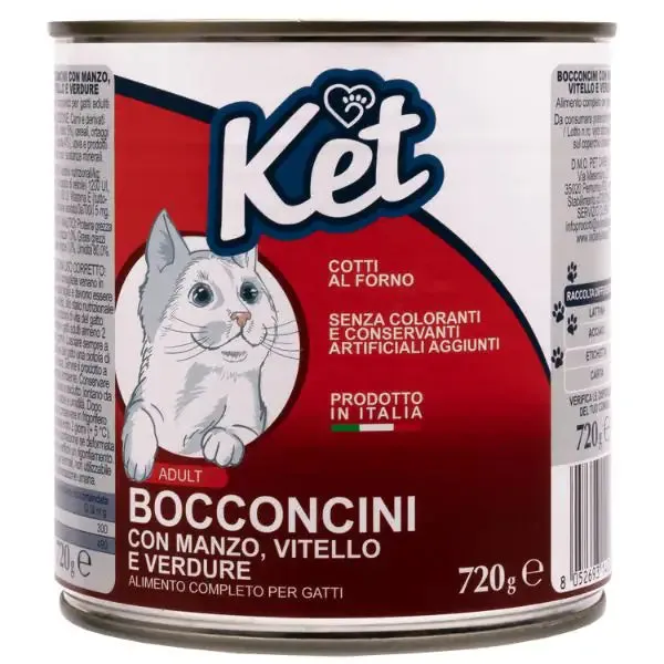 Ket Cat Adult Bocconcini 720 gr Manzo e vitello - Cibo umido per gatti - immagine 1