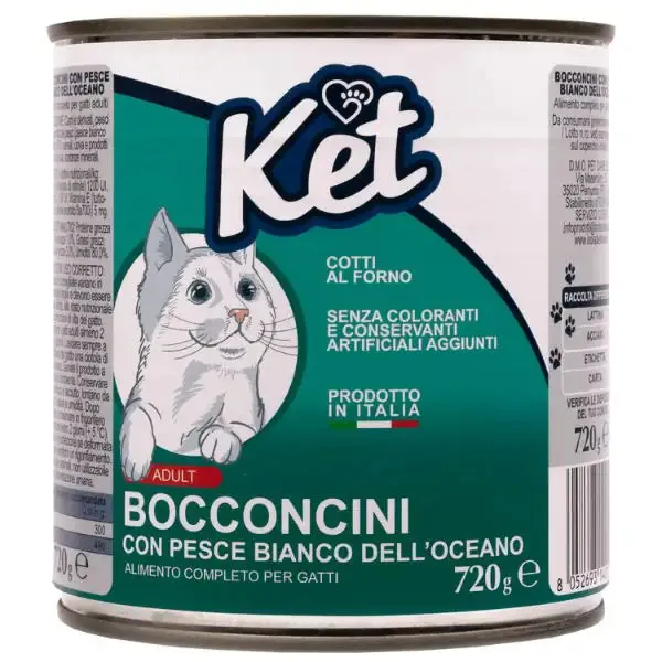 Ket Cat Adult Bocconcini 720 gr Pesce oceanico - Cibo umido per gatti - immagine 1