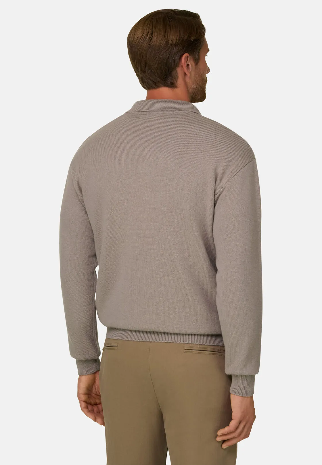 Boggi, Polo Di Maglia In Misto Cashmere, Uomo, Fango, Taglia: M - immagine 4