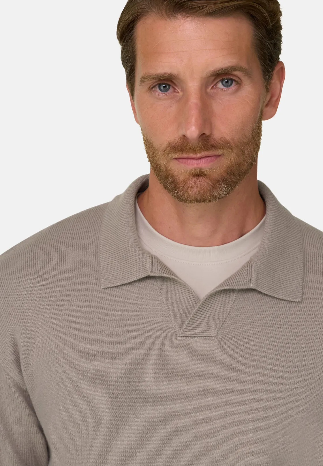 Boggi, Polo Di Maglia In Misto Cashmere, Uomo, Fango, Taglia: XXL - immagine 3