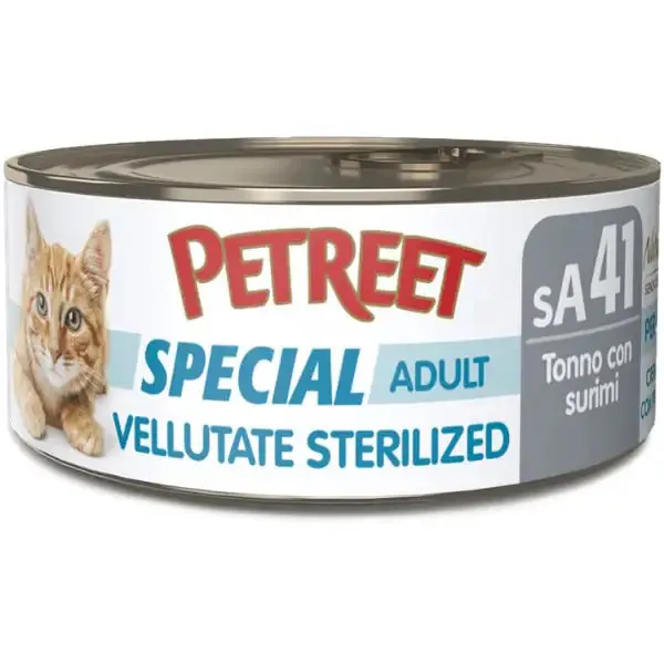 Petreet Vellutate Sterilised Cat 70 gr Tonno con surimi - confezione da 24 pezzi - Cibo umido per gatti - immagine 1