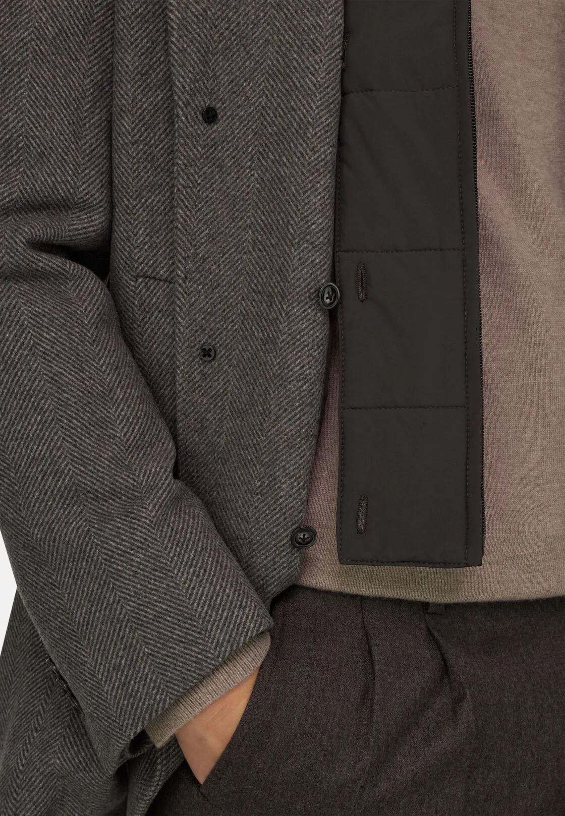 Boggi, Cappotto In Lana Con Pettorina, Uomo, Marrone, Taglia: 58 - immagine 5