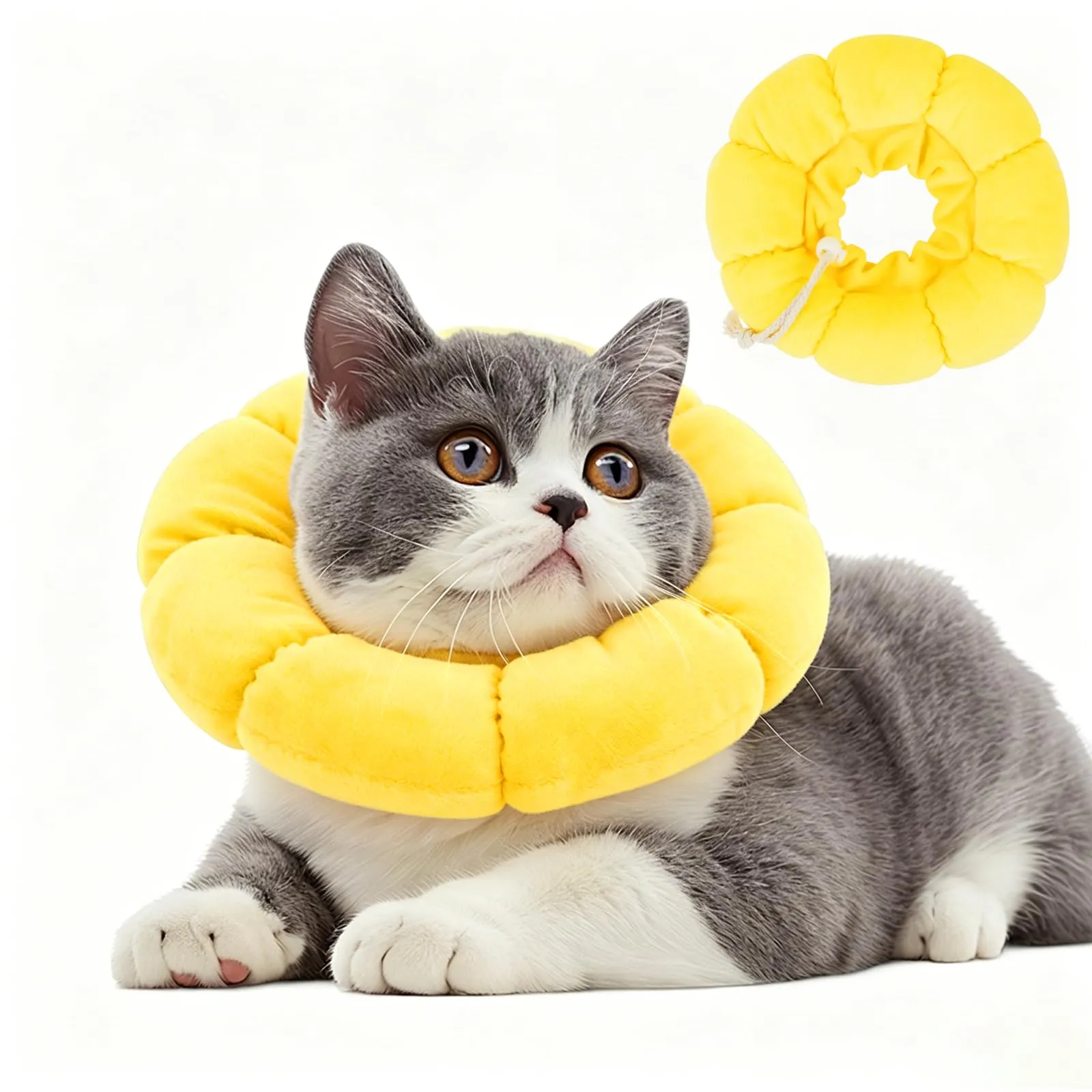 Adiwo Collare Elisabettiano Gatto, Collare Protettivo Gatto, Regolabile, Morbido e Comodo, Protettivo Dopo Chirurgia, Anti-morso per Animali Domestici Dopo l'Intervento Chirurgico,Girasole Carino (XS) - immagine 8