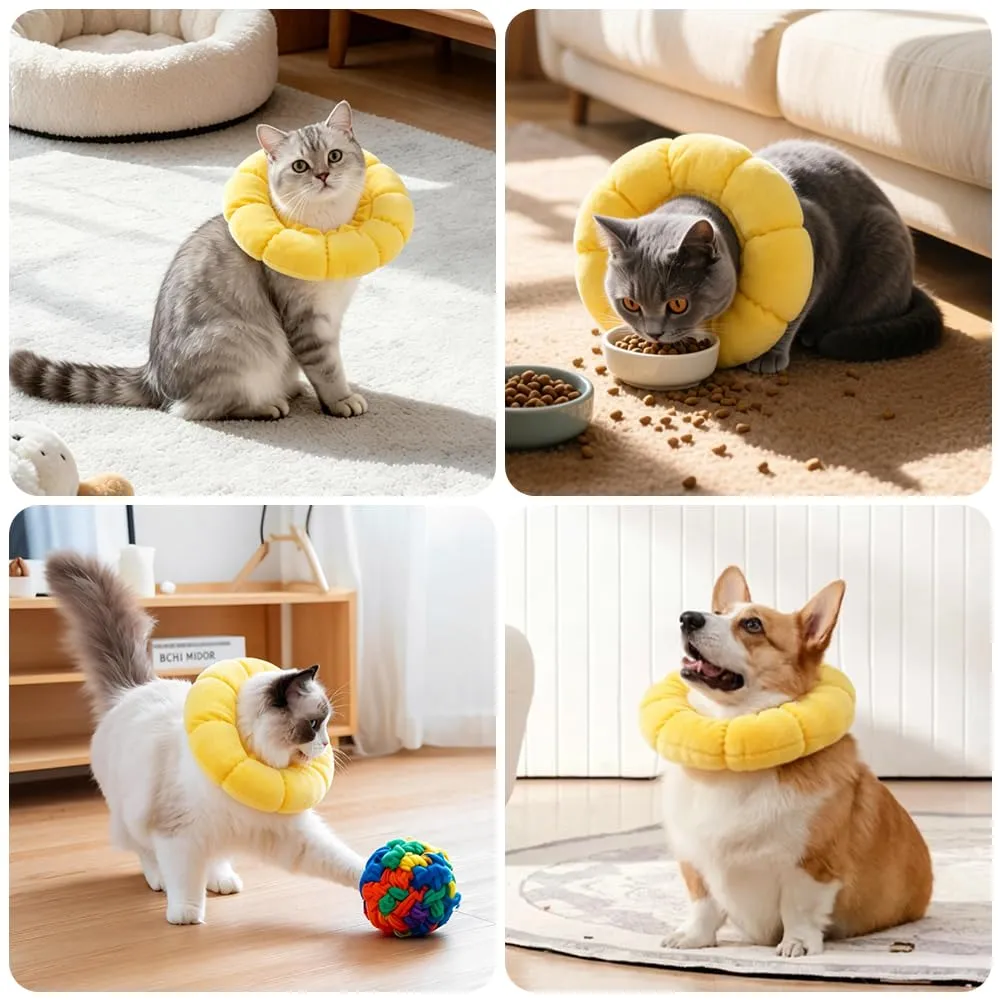 Adiwo Collare Elisabettiano Gatto, Collare Protettivo Gatto, Regolabile, Morbido e Comodo, Protettivo Dopo Chirurgia, Anti-morso per Animali Domestici Dopo l'Intervento Chirurgico,Girasole Carino (L) - immagine 7